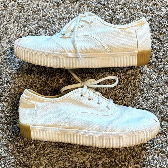 TOMS Cordones Boardwalk Canvas Platform Sneakers Size 7 Casual Indie Hipster Alt - Picture 1 of 8